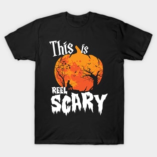 Halloween Pumpkin Fishing Rod Angling This Is Reel Scary T-Shirt